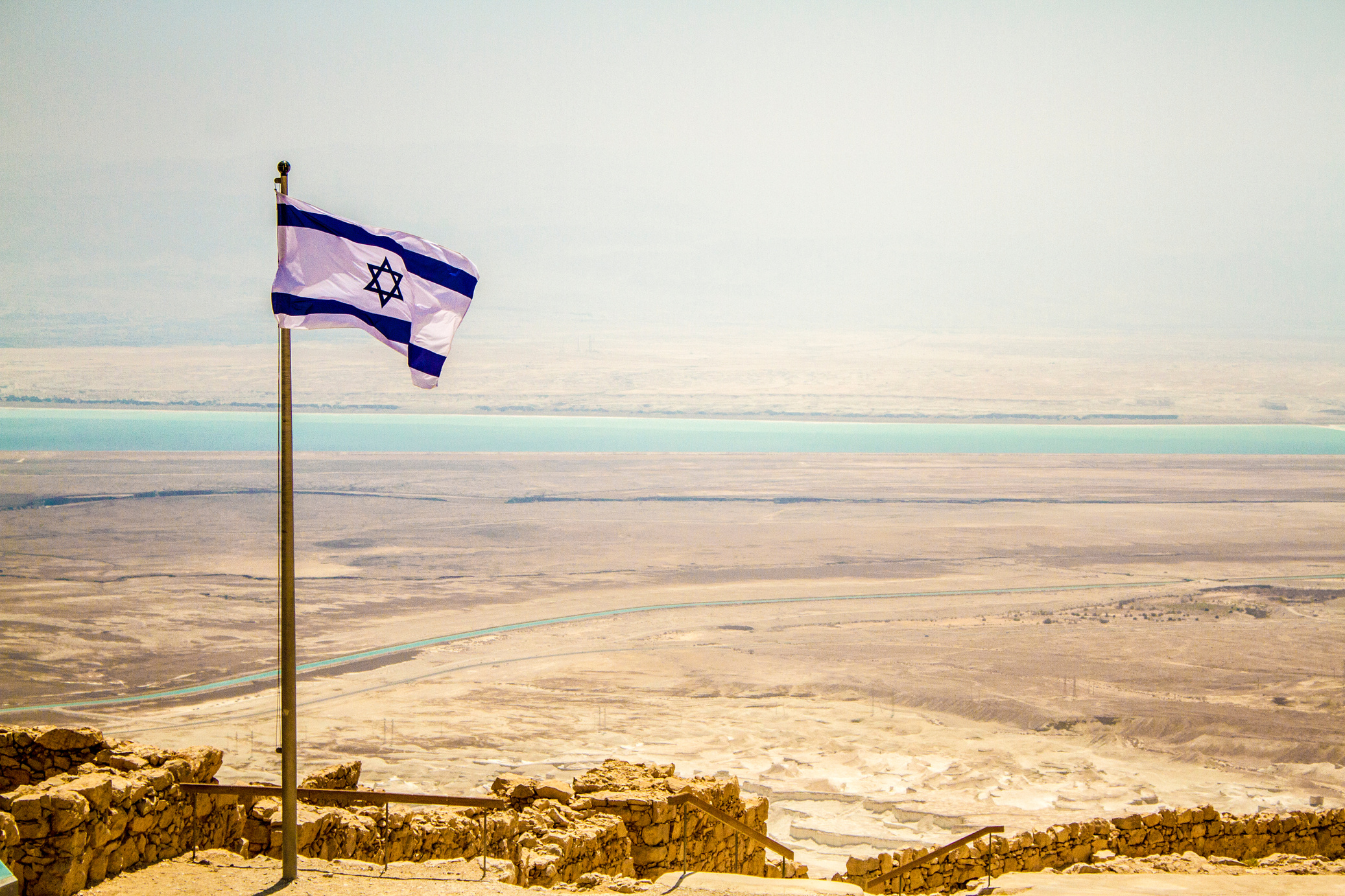 Dead Sea with Flag of Israel